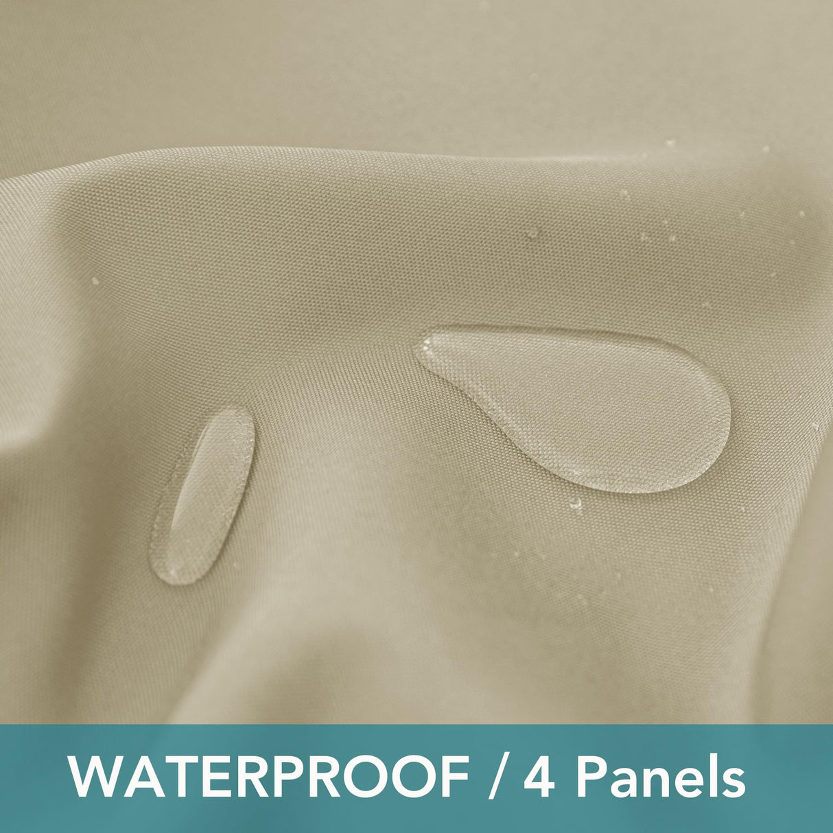 HolidayIdeas Outdoor Curtains for Patio Waterproof-4 Panels 54"x84"-Windproof Weatherproof Privacy Cream Outside Curtains-Grommet Top and Tab Bottom Drape for Gazebo, Porch, Pergola, Cabana, Backyard HolidayIdeas