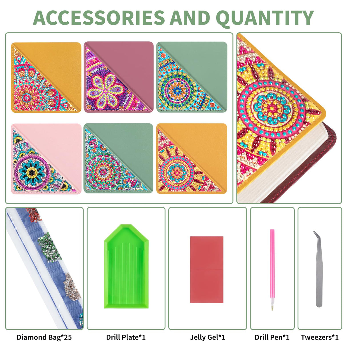 6 PCS Diamond Art Bookmarks, Diamond Painting Bookmarks for Book Lovers 5D DIY Bookmark Corner Bookmark Adults Crafts Diamond Art Kits for Adults Kids Home Office Beginner Adults Gift ALKALO