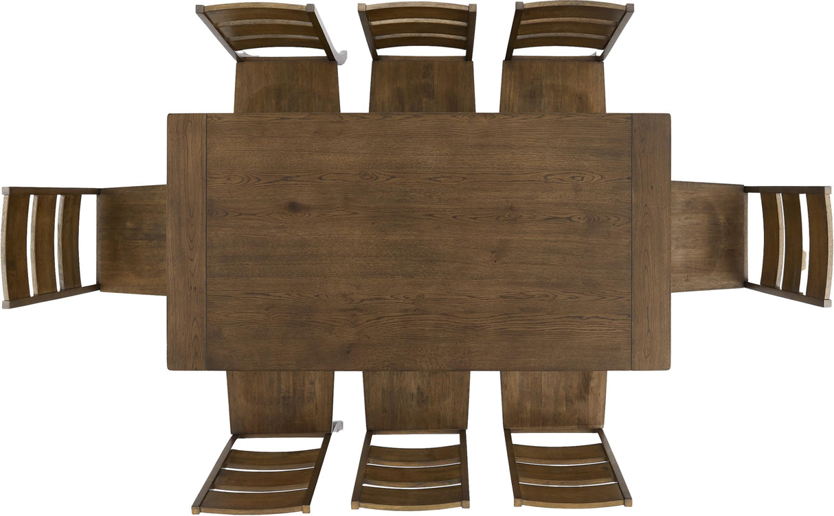 Crosley Furniture Joanna 9-Piece Modern Farmhouse Dining Table Set for 8 with Ladderback Chairs, Dark Oak Crosley Furniture