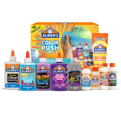 Elmer's Color Rush Slime Kit, Includes Liquid Glue, Activator, Makes Color Changing, Glow in The Dark, Butter Slime and More, 10 Piece Set - Perfect for Parties, Gift, Activity Time