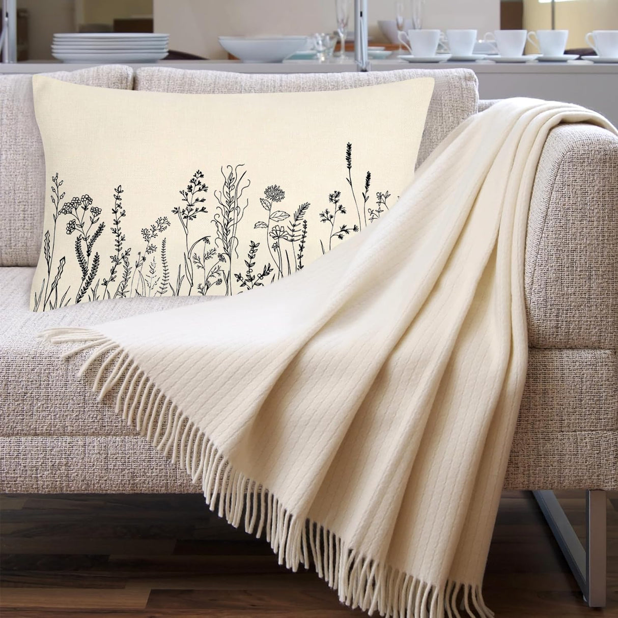 MFGNEH Farmhouse Pillow Covers 12x20 Inch Wild Flower Lumbar Throw Pillow Covers Home Decorative Pillows Spring Summer Decorations Cushion Case for Couch Sofa A539 MFGNEH