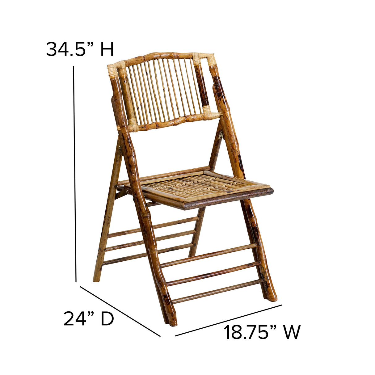 EMMA + OLIVER 2 Pack Commercial Event Party Rental Bamboo Folding Chair EMMA + OLIVER