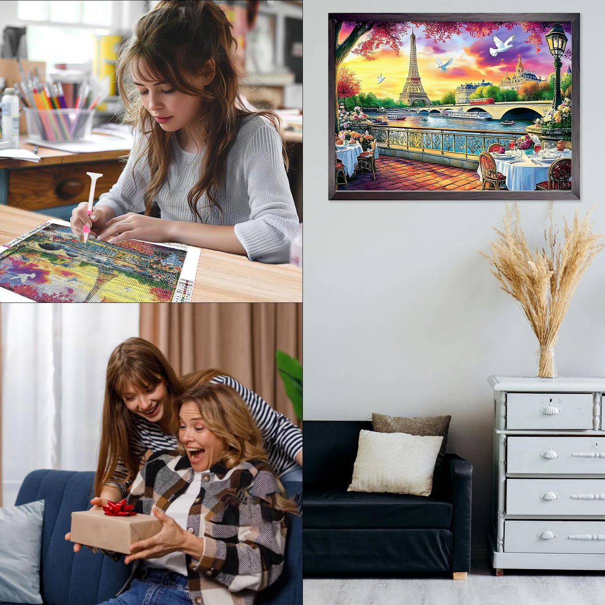 CEOVR Eiffel Tower Diamond Art Kits for Adults, 5D DIY Full Drill Landscape Diamond Painting Dots Crystal Gem Art, Adult Crafts Kits Arts and Crafts, Wall Decor for Home Office 12x16inch CEOVR