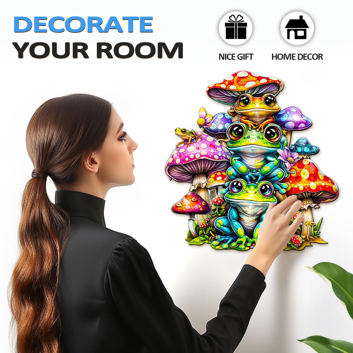 WOODBESTS Wooden Puzzle for Adults, Frog Family Puzzle (M, 190pcs, 11.4"x10.9") Beautiful Wooden Box, Wooden Jigsaw Puzzles Unique Shape, Birthday Gifts for Adults and Kids Family Game WOODBESTS