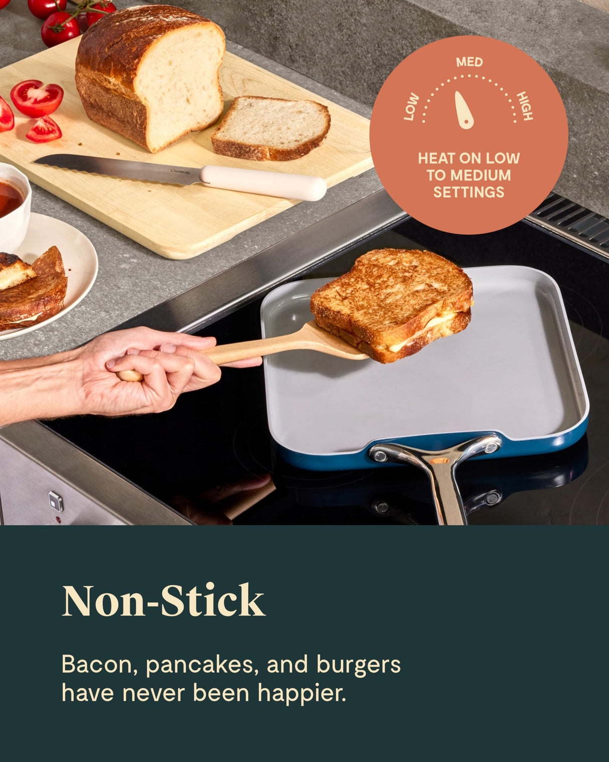 Caraway Griddle Pan & Grill Pan Duo - Non-Stick Ceramic Coated - Non Toxic, PTFE & PFOA Free - Oven Safe & Compatible with All Stovetops – White Caraway