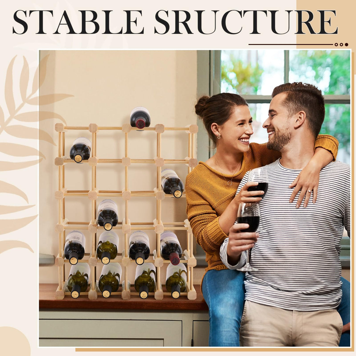 Juexica Wooden Wine Rack Stackable Modular Wine Storage for Inside Cabinet DIY Assembly Wood Wine Shelf Wine Bottle Organizer Insert for Home Cabinet Restaurants Bars Kitchen (24 Bottles) Juexica