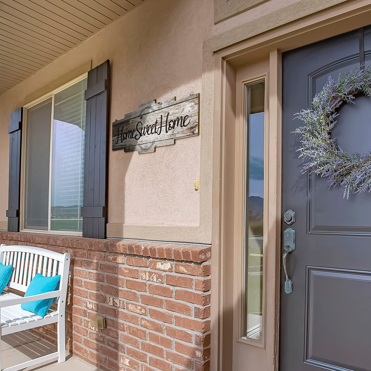 Jetec Home Sweet Home Sign, Rustic Wood , Large Farmhouse Home Plaque Wall Hanging Wooden Sign for Bedroom, Living Room, Wall, Wedding Decor (Gray) Jetec