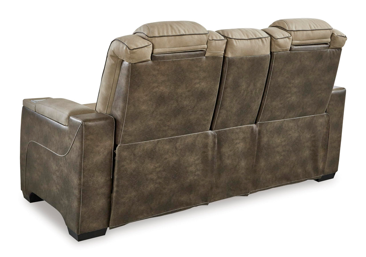 Signature Design by Ashley Next-Gen DuraPella Power Reclining Loveseat with Console & Adjustable Headrest, Sand Signature Design by Ashley
