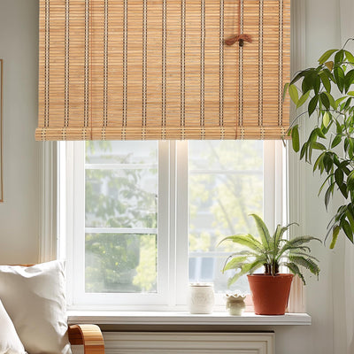 CSBWDLT Bamboo Blinds Roman Bamboo Curtains Roller Shades for Interior Windows,Roll Up Blinds Indoor Outdoor Patio 30" W x 64" H