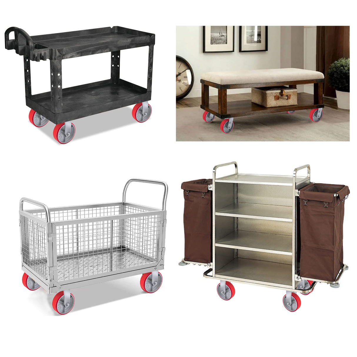 8"X 2" Heavy Duty Casters Wheels - Industrial Caster Wheels Polyurethane Caster Wheel with Strong Load-bearing Capacity 6000 LB, heavy duty casters wheel -set of 4, Widely Used in Tool Box, Trail Jack SY America