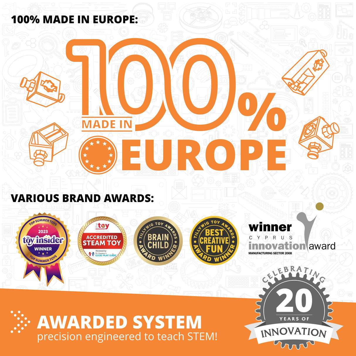 Engino- STEM Toys, Mechanics Cams & Cranks, Engineering Kit for Kids 9+, Learning & Education Set, Gifts for Boys & Girls, STEM Building Toys (8 Model Options) Engino