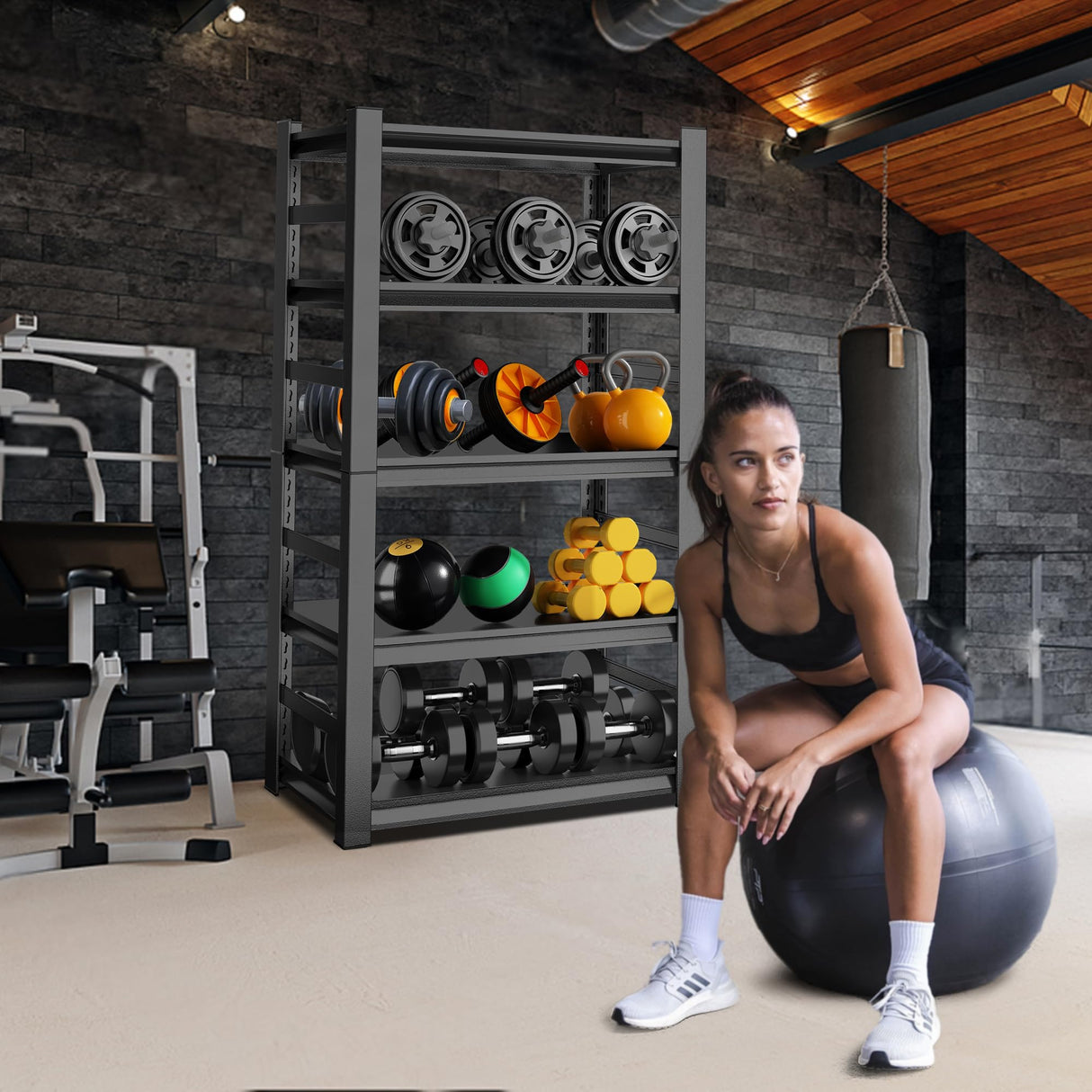 63" H, 2000 lb. Heavy Duty Storage Shelving Unit Adjustable 5-Tier Metal Garage Storage Shelves | Easy to Assemble, Storage Shelves for Basements and Garages, 63 "H*32 "W*16 "D Metallitrend