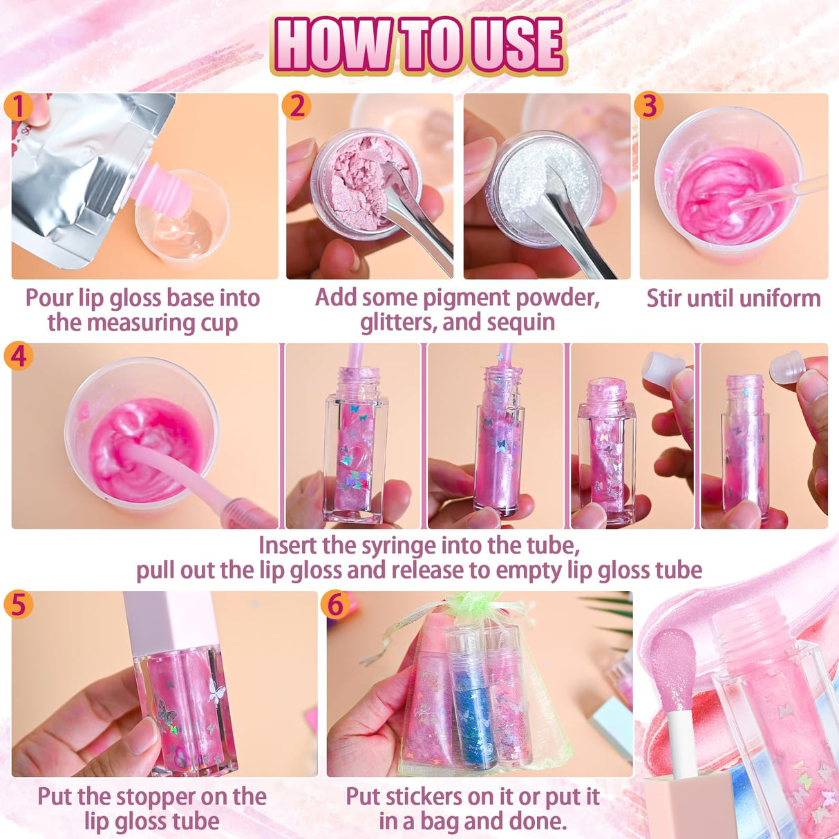 JCOOS Color Changing Lip Oil Kit, 64PCS Make Your Own Flavored Lip Gloss, Moisturizing Lipgloss Sets for Girls & Kids Jcoos