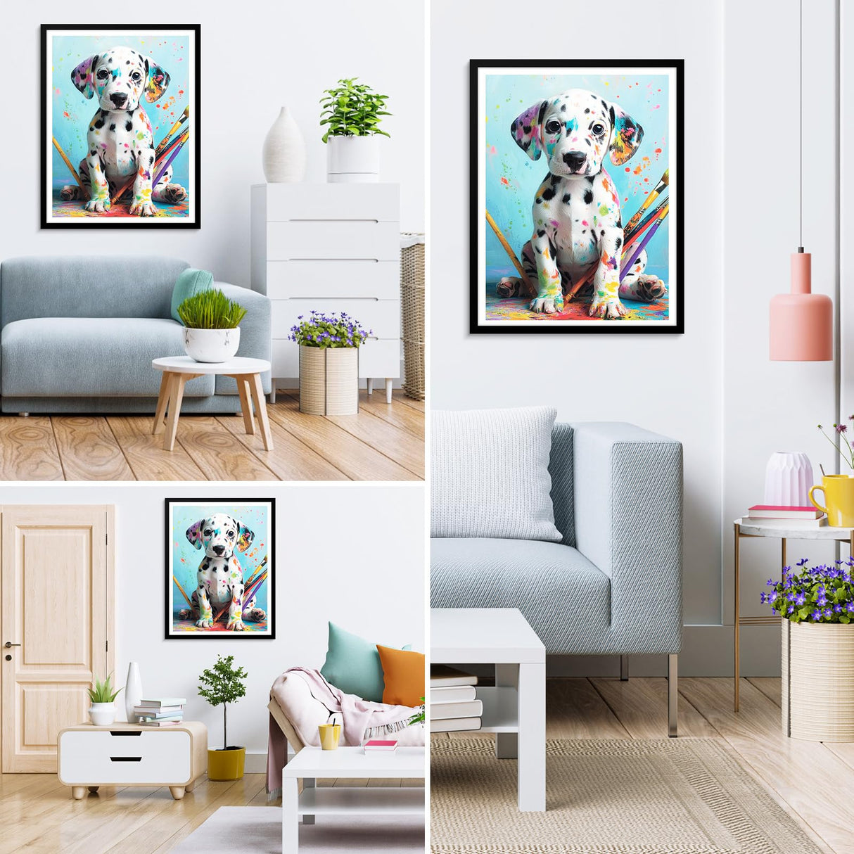 MXJSUA Cute Dog Diamond Painting Kits for Adults, 5D Dalmatian Diamond Art Kits for Beginners, DIY Full Drill Crystal Gem Painting Kits for Home Wall Decor 12x16 Inch MXJSUA