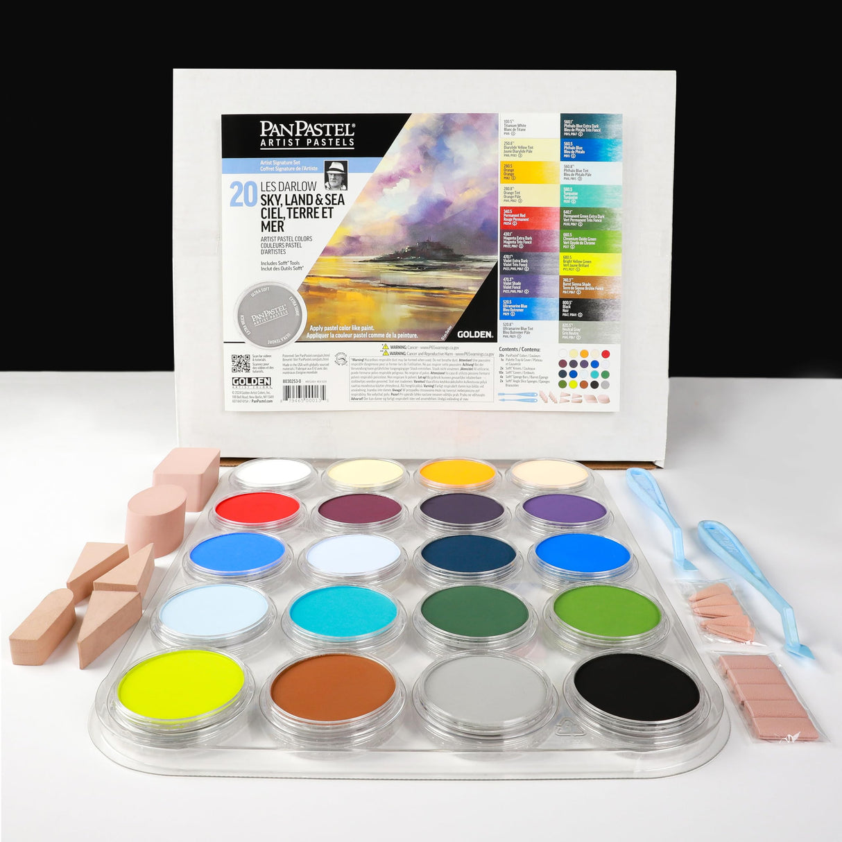 PanPastel Artist Pastels by GOLDEN, Sky, Land & Sea - Les Darlow Set, 20 Color, Professional Artist Pastels, Unique Pan Format (cake-like) PanPastel