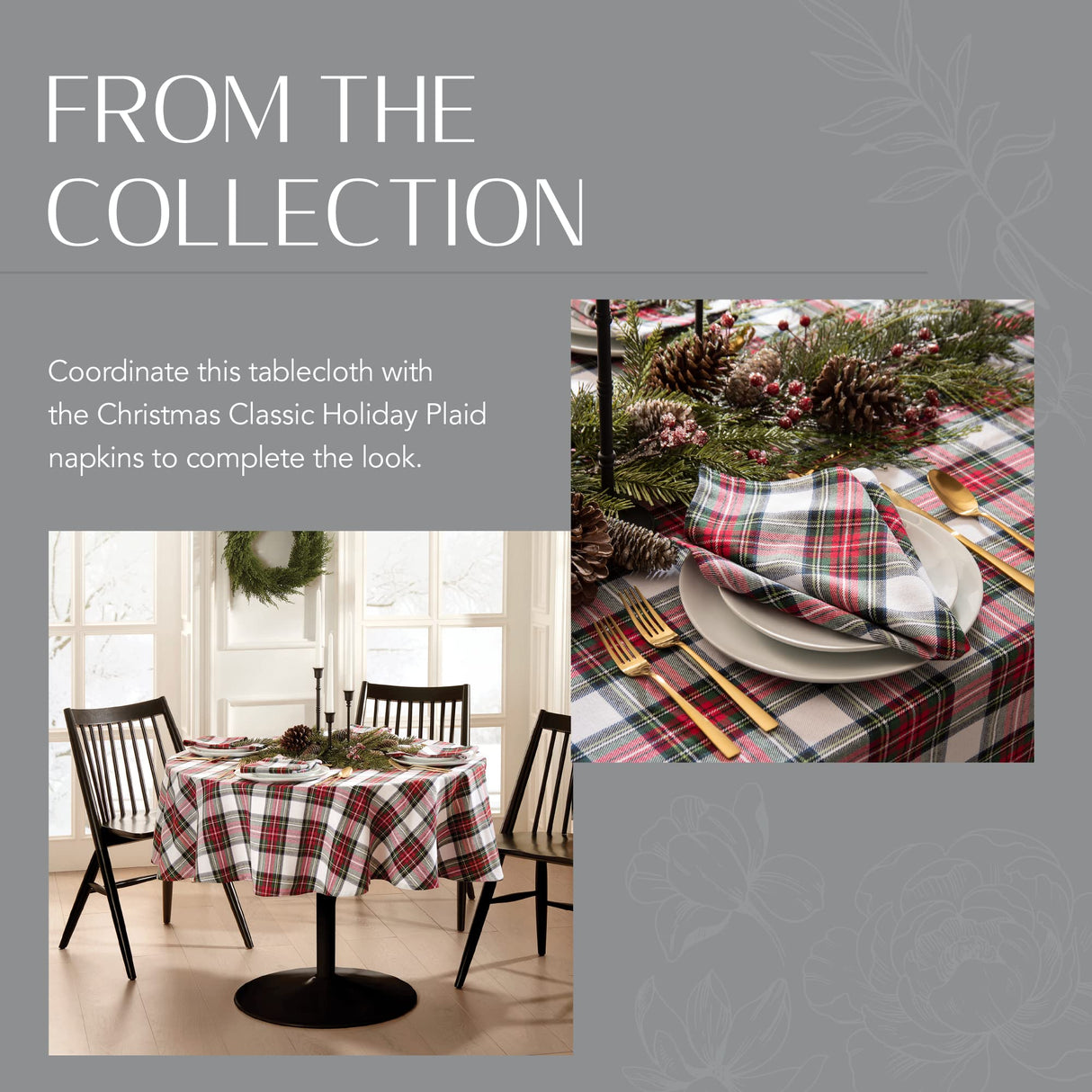 Elrene Home Fashions Christmas Classic Holiday Plaid Cotton Tablecloth, Holiday Table Decor, 60" X 84", Oblong Elrene