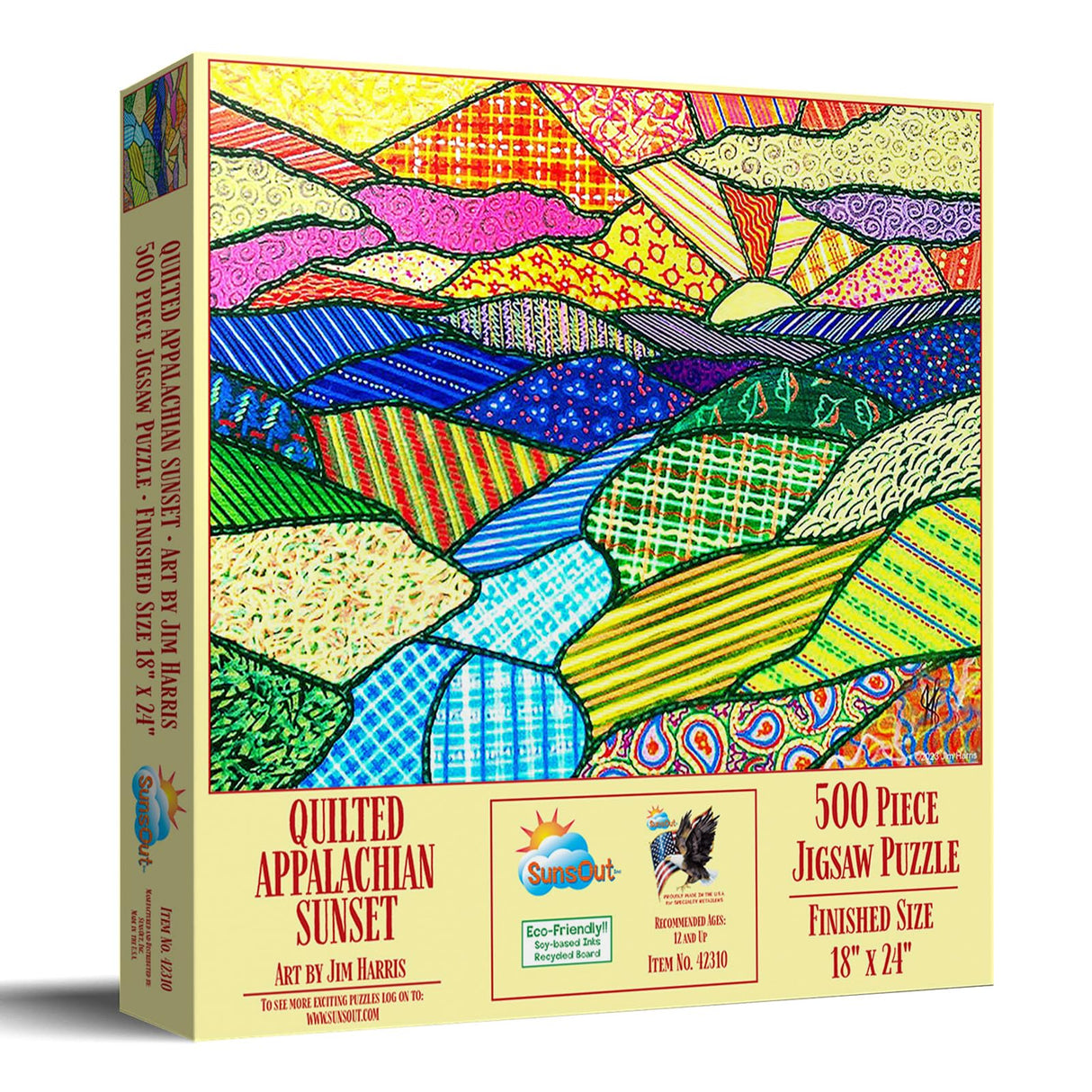 SUNSOUT INC - Quilted Appalachian Sunset - 500 pc Jigsaw Puzzle by Artist: Jim Harris - MPN # 42310 SunsOut