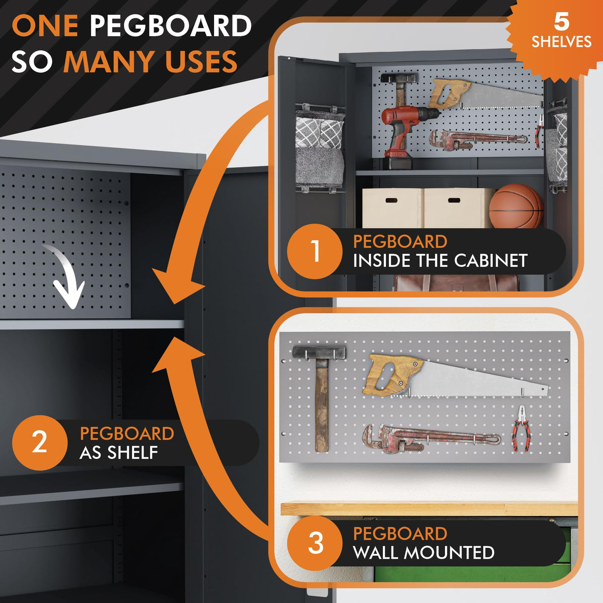 METALTIGER Metal Storage Cabinet with Wheels - Garage Storage Cabinet with Locking Doors | Digital Lock | 72" Rolling Tool Storage Cabinet (Dark Gray) METALTIGER