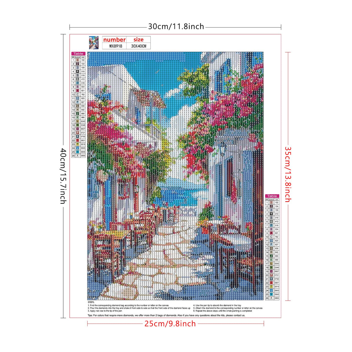 Lxmsja Scenery Diamond Art Kits for Adults, Flower Street DIY Full Drill Diamond Painting Kits for Beginners, 5D Gem Art Crafts for Adults, Home Wall Decor 12x16 inch Lxmsja