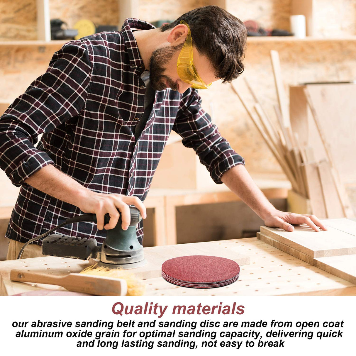 Aluminum Oxide Sanding Belts Includes 4 x 36 Inch Sanding Belts (80/120/150/240/400 Grits) and 6 Inch Self Stick No Hole Aluminum Oxide Sanding Disc (22) Blulu