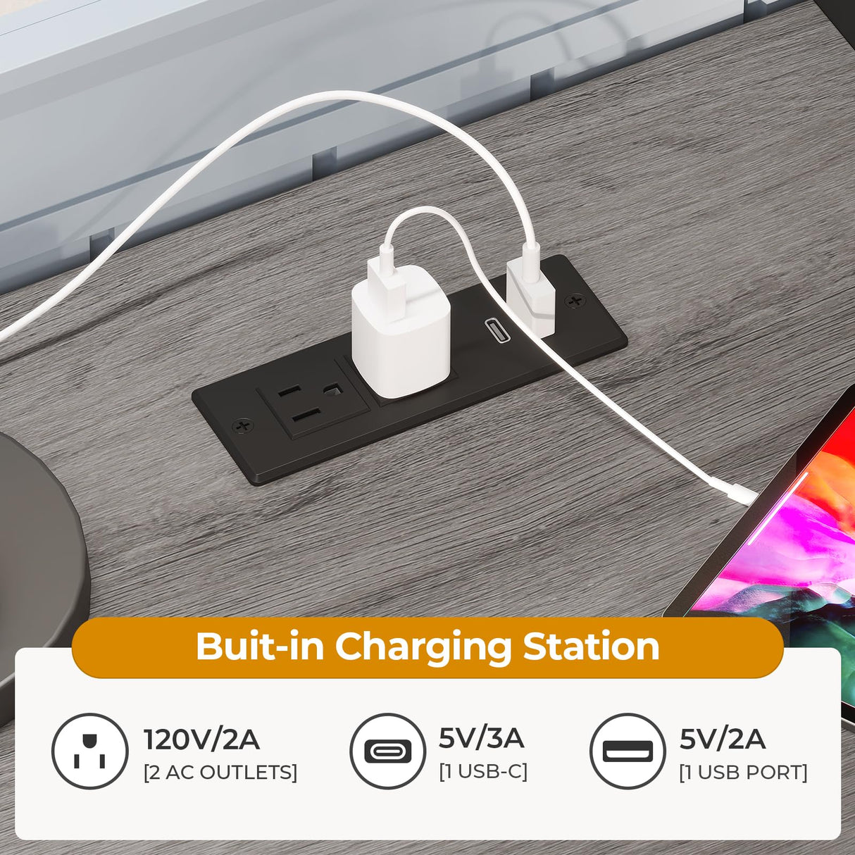 ADORNEVE Loft Bed Full Size with U-Shaped Desk, 6 Storage Drawers, Power Outlet, LED Metal Loft Bed with 2 Storage Shelves, Bed with Safety Guardrail & Ladders, No Box Spring Needed, Grey ADORNEVE