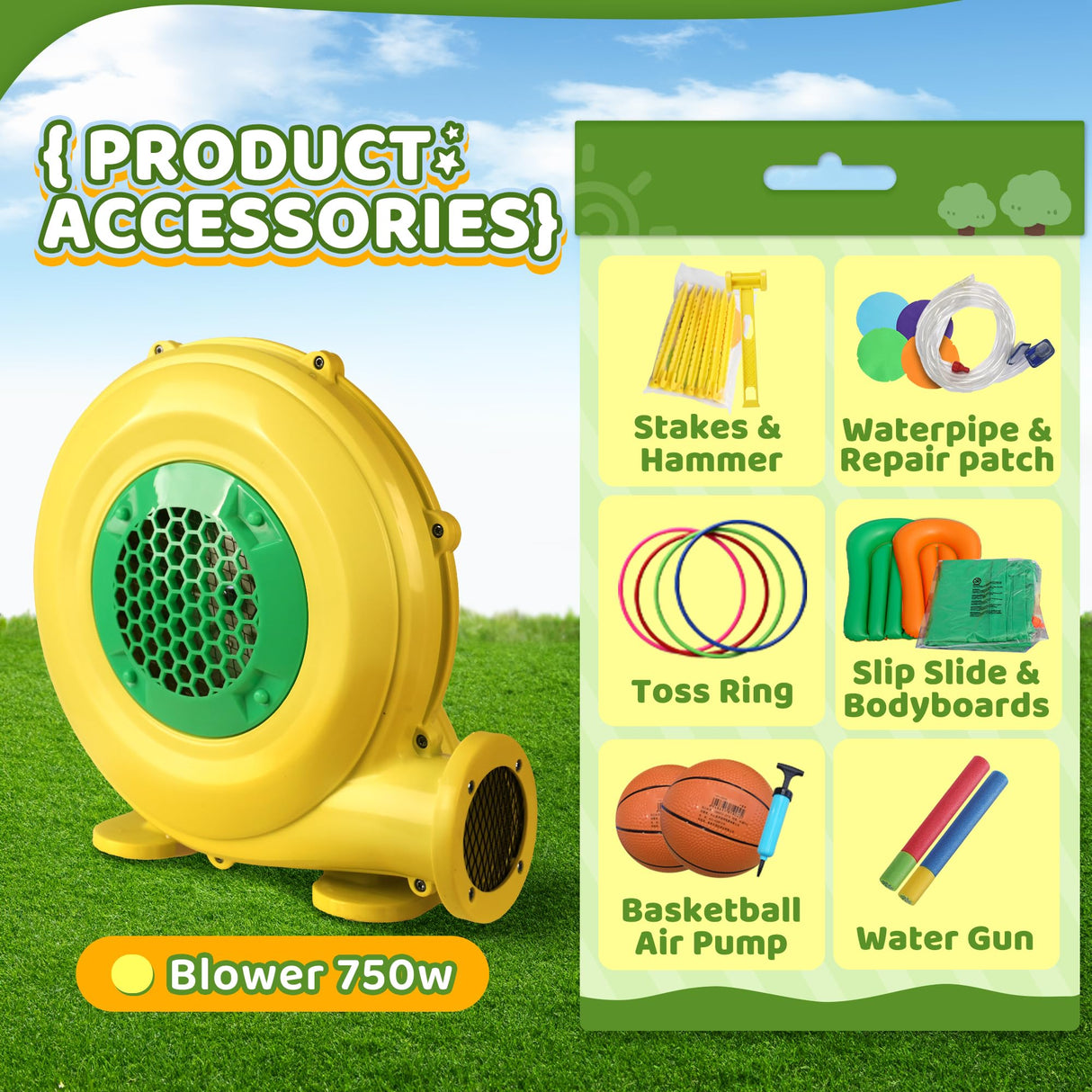 INFLATEFLY Bounce House Big Water Slide for Kids Bouncy House Inflatable Waterslide Bouncy House Water Park Castle with Slip and Slide, Water Sprays, Ball Pit Wet or Dry INFLATEFLY