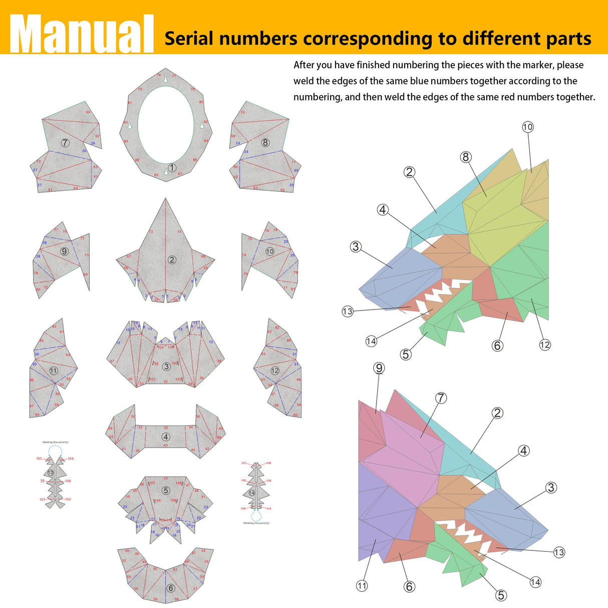 SONNLER Dire Wolf Head Welding kit For Beginners Practice,201 stainless steel Welding Coupons,Laser Cut Welding Training Metal Suitable For TIG, MIG, Gas, Arc, Stick, DIY Welding Practice Kit (14 pcs) SONNLER