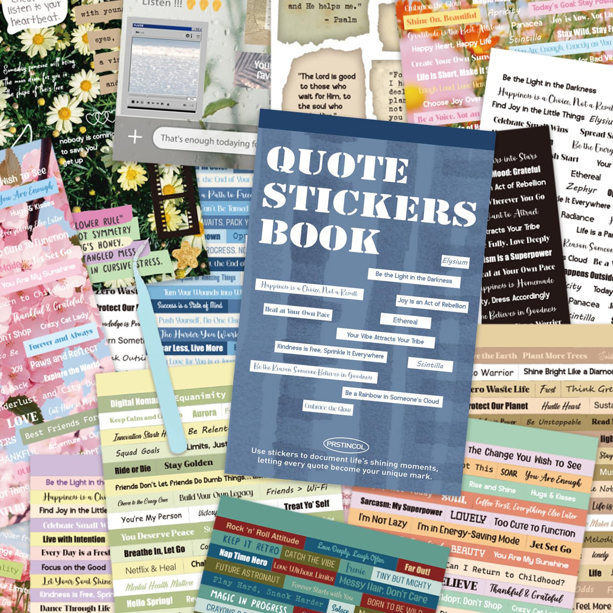 PRSTINCOL 2346PCS Quote Stickers,48 Sheets Scrapbook Supplies Kit Word Stickers for Journaling, Card Making, Vision Board Supplies for Adults Crafting PRSTINCOL