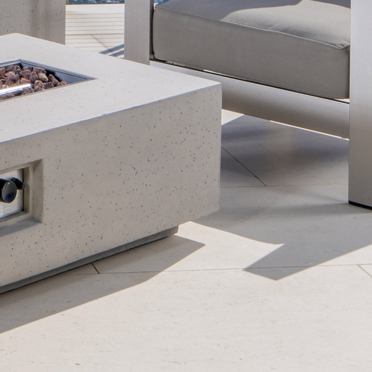 Christopher Knight Home Cape Coral Outdoor Chat Set with Fire Table, 5-Pcs Set, Khaki / Light Grey Christopher Knight Home