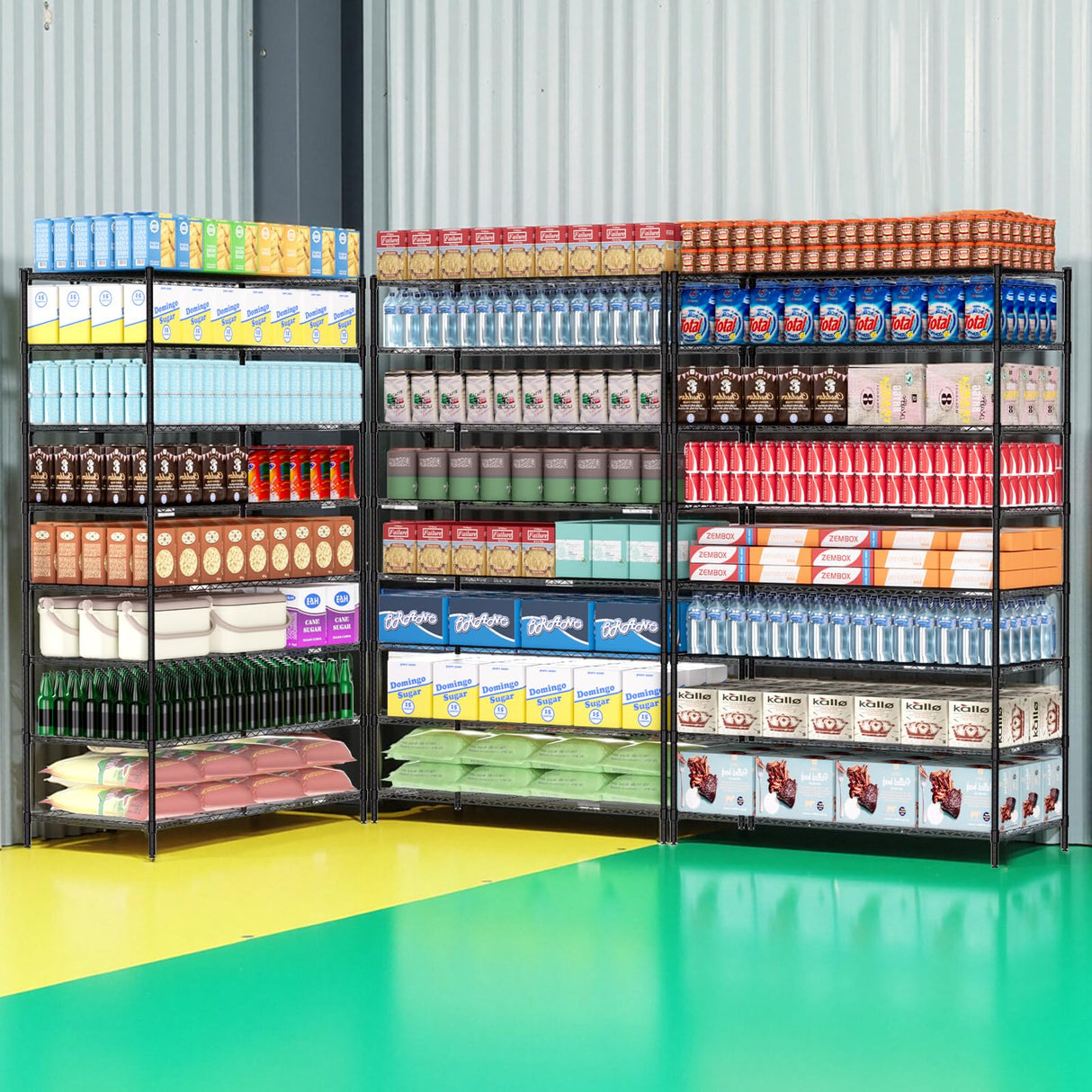 Finnhomy 4000LBS 8-Tier Wire Shelving Unit Adjustable Steel Wire Rack, 24x48x80.2 Inches 8 Shelves Metal Rack, Pantry Shelves for Storage, Metal Garage Shelving with 1" Pole, NSF Certified, Black Finnhomy