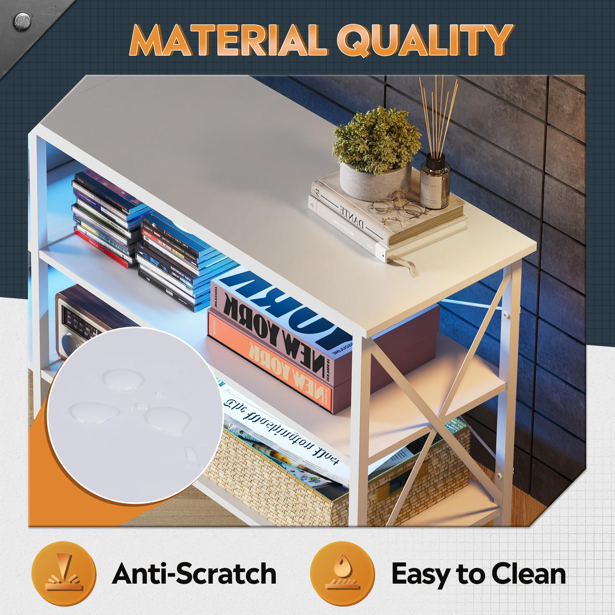 WLIVE TV Stand up to 70 Inch TV, 63" Entertainment Center with LED, TV Media Console with 3-Tier Storage Shelves for Living Room and Bedroom, White WLIVE