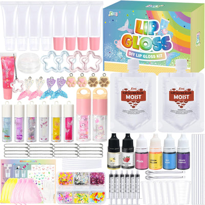 Make Your Own Lip Gloss Kit, JCOOS Lip Gloss Making Kit, 94PCS Fun Keychain DIY Lipgloss Sets for Girls, Flavored Moisturizing Glitter Lip Kit, Kids Lip Gloss, Tween Girls Trendy Stuff Christmas Gifts