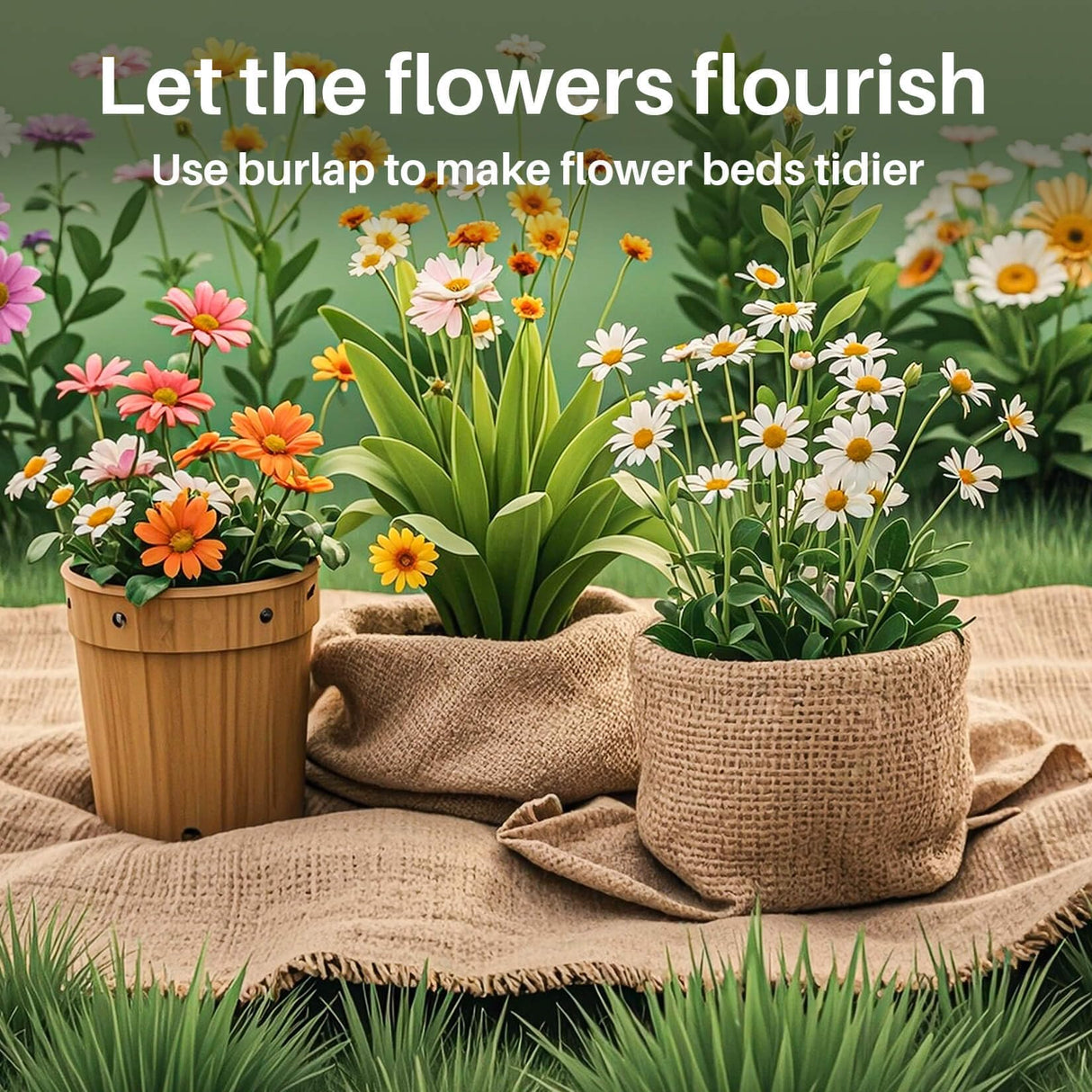 RAINFLOW 13 Ftx19.7 Burlap Roll - Garden Burlap Fabric Roll Burlap Boho Wedding Decor Jute Outdoor Fabric Weed Barrier Burlap Tree Trunk Wrap Farmhouse Table Decor for Crafts Gardening RAINFLOW