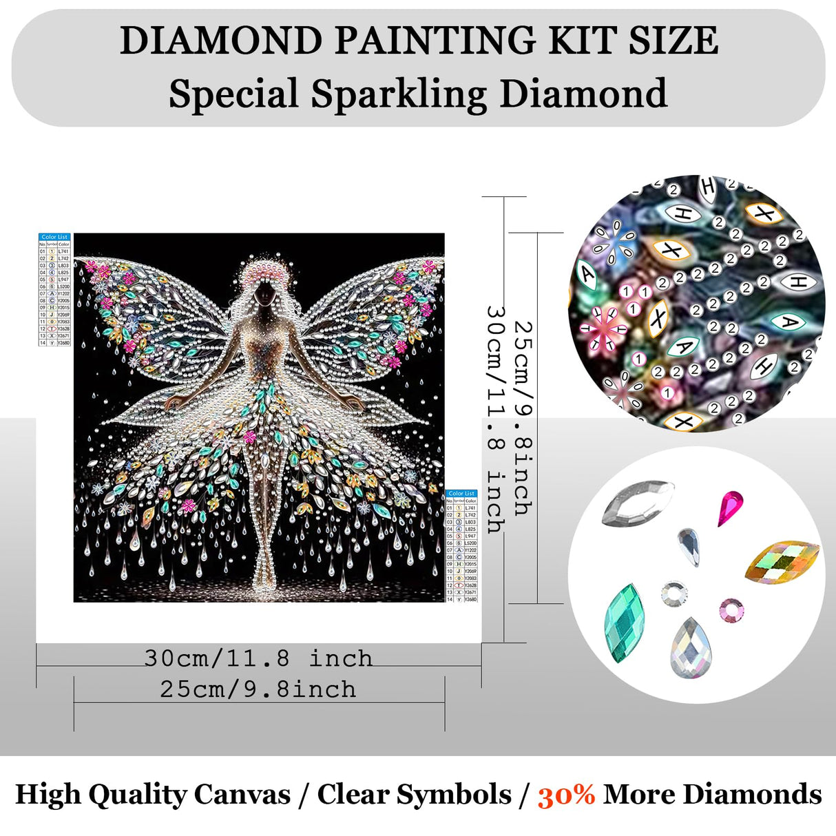 AMORARS Snow Fairy Diamond Art Kits for Adults, 5D Christmas Special Shape Diamond Painting Kits for Beginners - Crystal Rhinestones Diamond Painting Gem Art for Home Wall Decoration Gifts,12x12In AMORARS