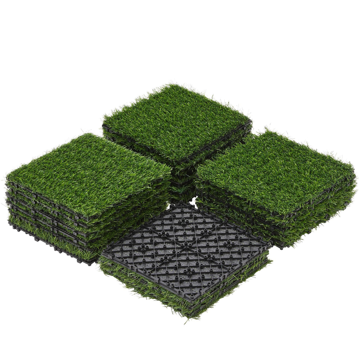 Yaheetech 12" x 12" Artificial Grass, Turf Tiles Interlocking Self-draining Grass, Fake Grass, Grass Pad for Dogs Potty, Patio, Balcony, Outdoor, Floor Decor, Pet, 27 Pack Yaheetech