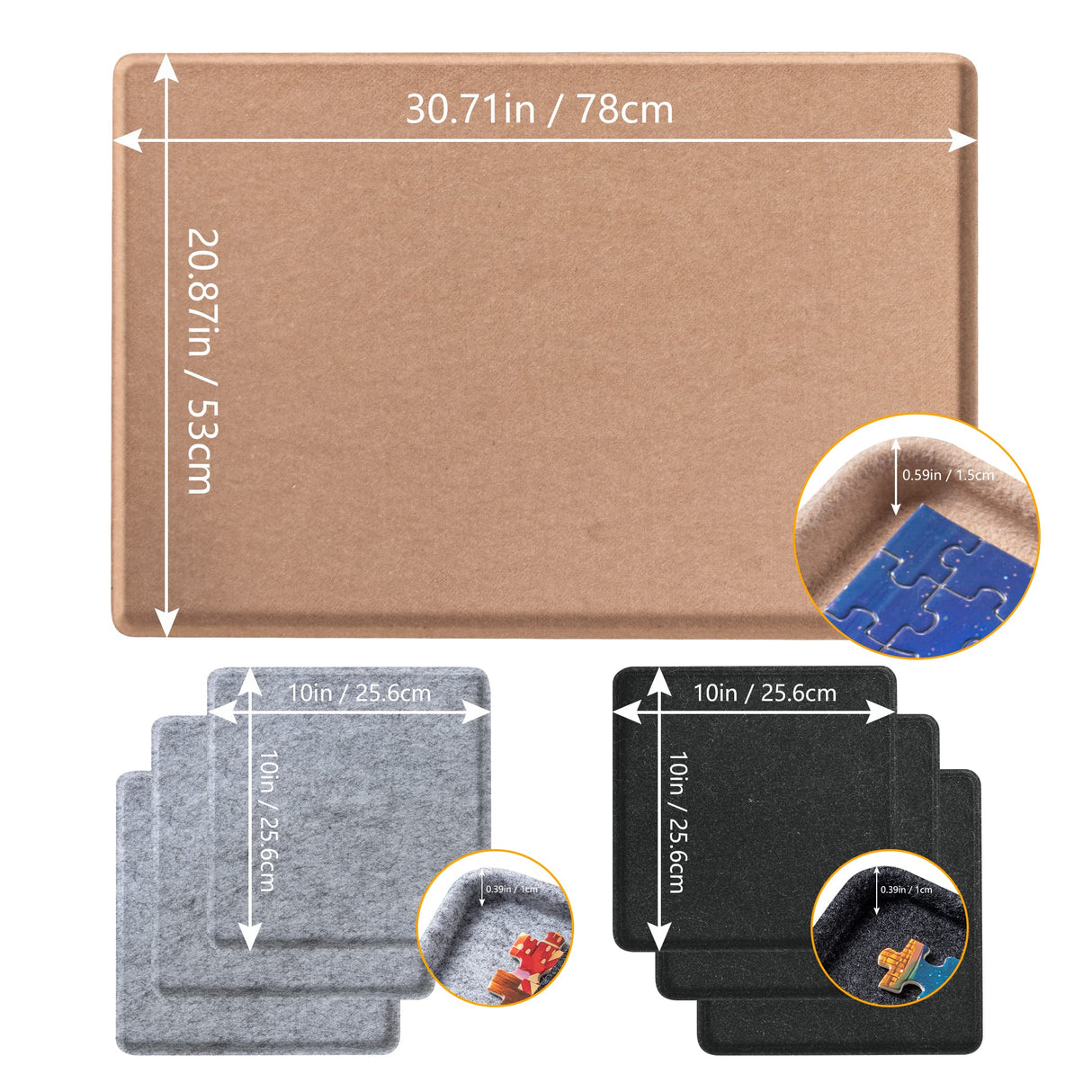 Lavievert Jigsaw Puzzle Board with 6 Sorting Trays, Lightweight Portable Felt Puzzle Mat Puzzle Storage Puzzle Saver for Up to 1000 Pieces - Khaki LAVIEVERT