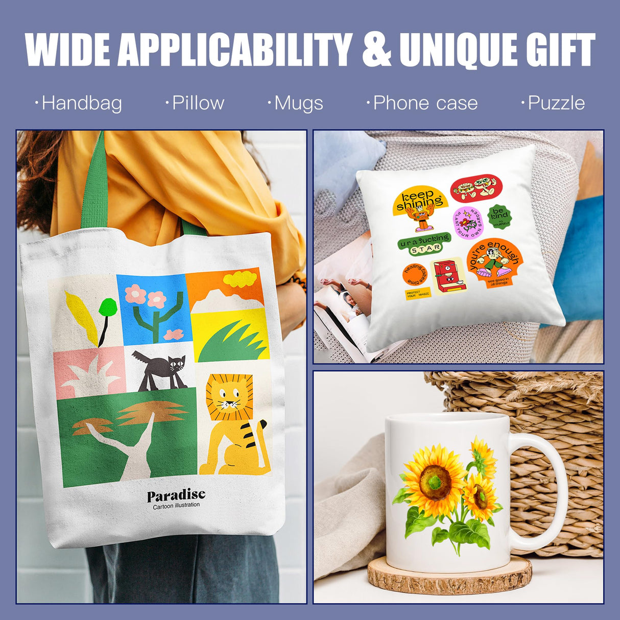 Joyclub Sublimation Paper 8.5x11 Inch 110 Sheets Compatible with Sublimation Printer and Sublimation Ink for Mugs Tumblers T-Shirts Light Fabric Tote Bags and Other Sublimation Blanks Products Joyclub