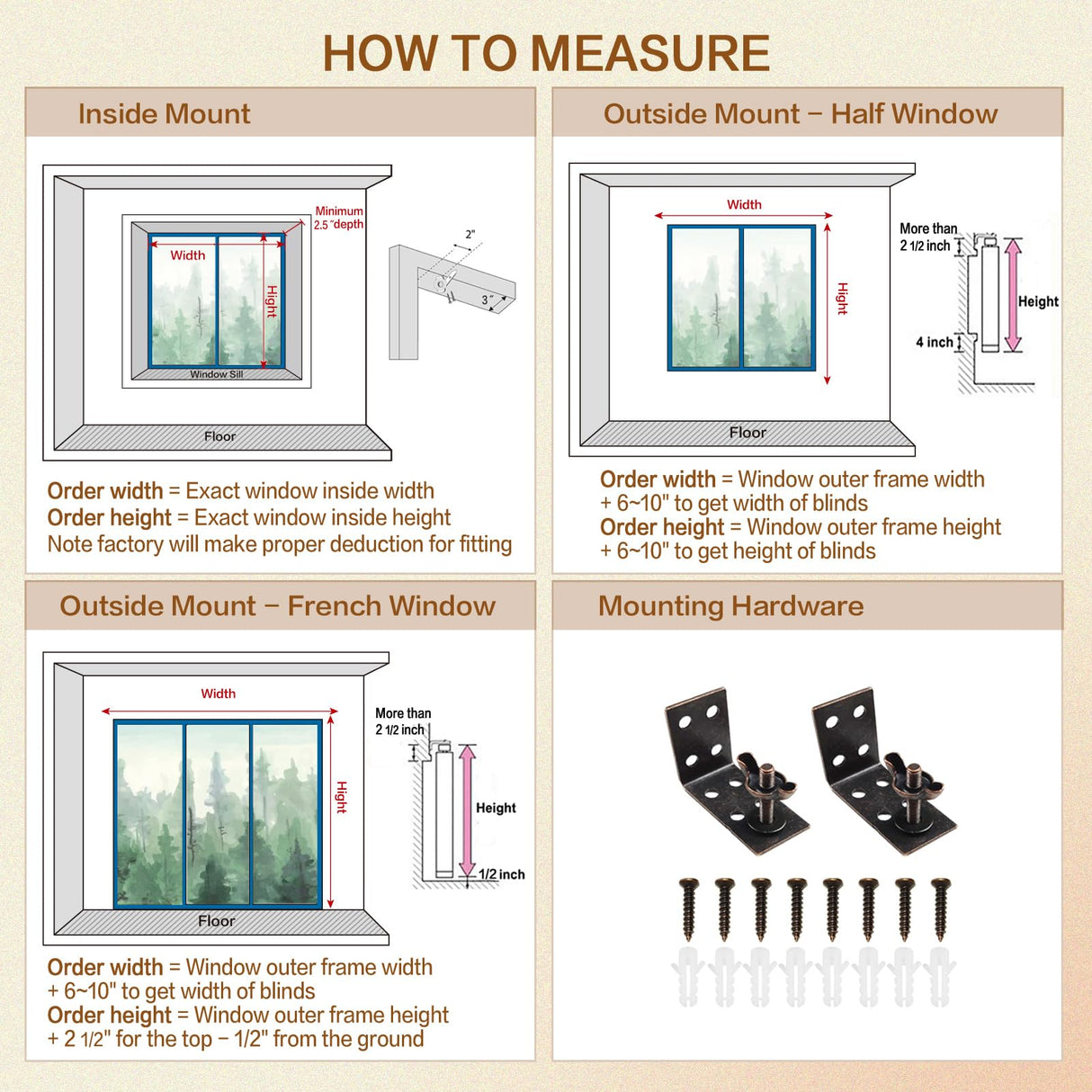 CHEFRU Cordless Bamboo Window Roman Shades, Almond, Indoor/Outdoor Privacy Cordless Wood Window Shades Blinds CHEFRU