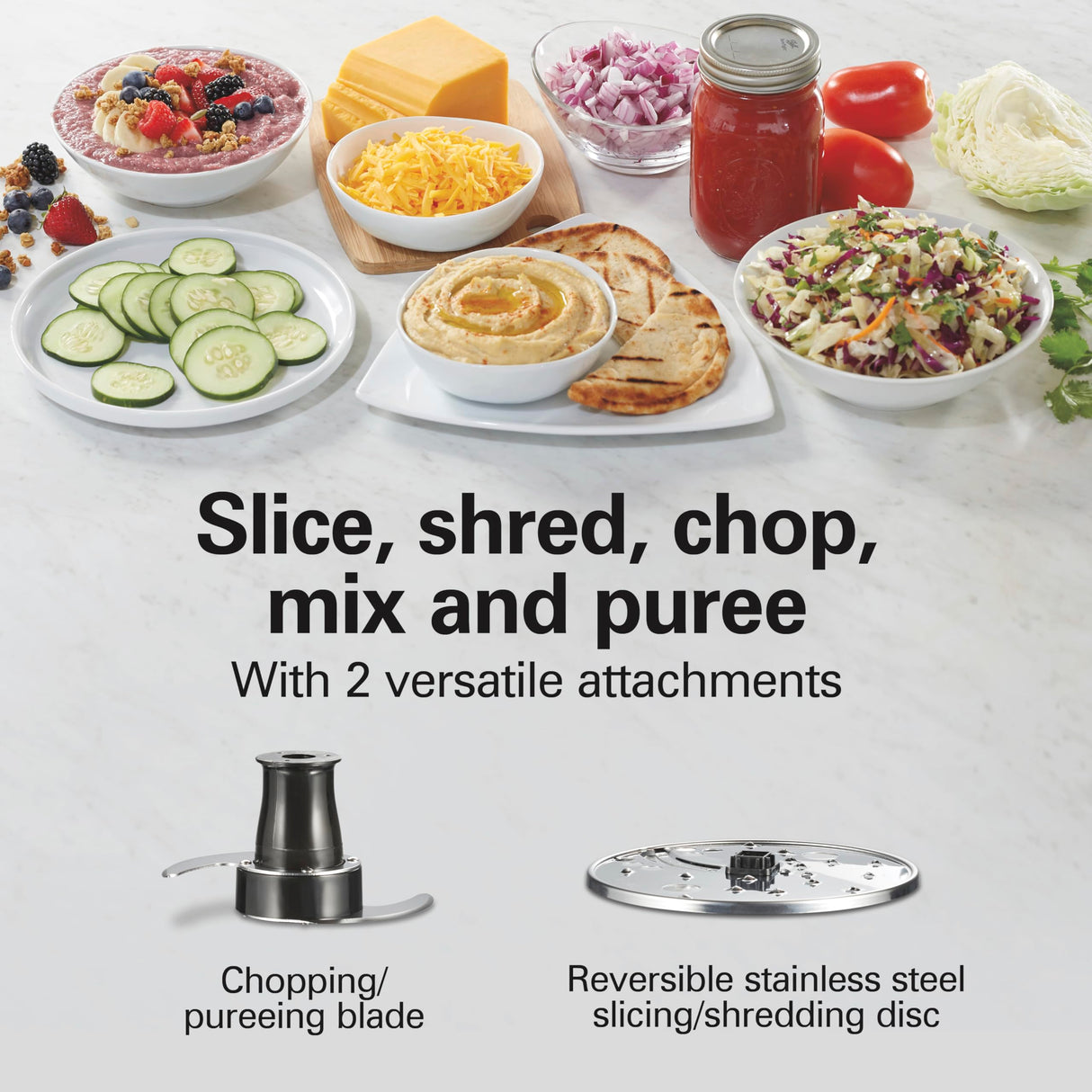 Hamilton Beach Stack & Snap Food Processor and Vegetable Chopper, BPA Free, Stainless Steel Blades, 12 Cup Bowl, 2-Speed 450 Watt Motor, Black (70725A) Hamilton Beach