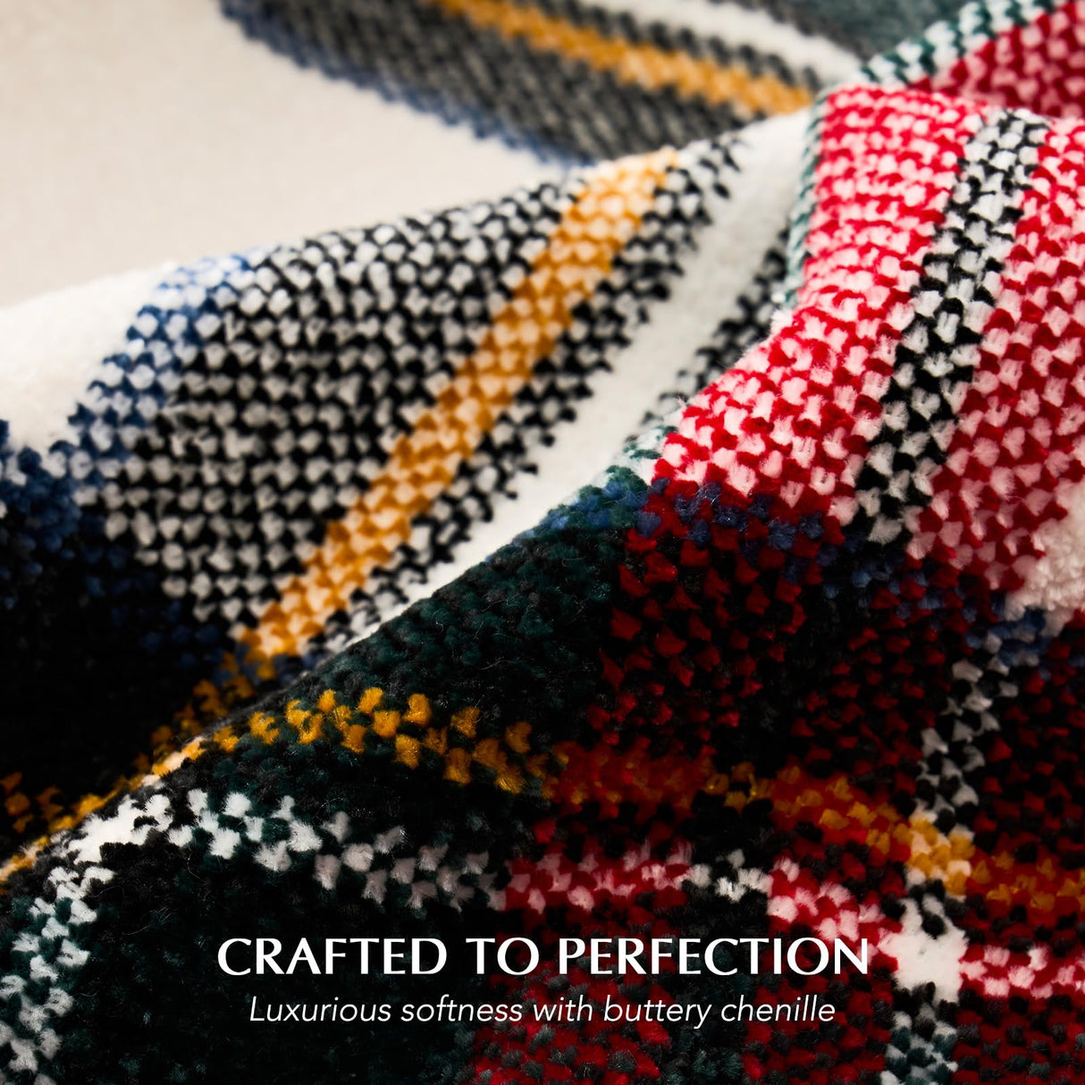 EVERGRACE Stewart Christmas Plaid Chenille Throw Blanket for Couch, Super Soft Cozy Tartan Checkered Throw Blanket with Tassels, Lightweight Plush Chenille Knit Throw for Christmas Decor, 50”x60” EVERGRACE