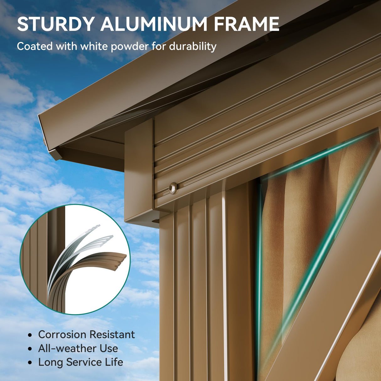 YITAHOME Gazebo 12x18ft Hardtop Heavy Duty Double Roof Outdoor Upgraded Galvanized w/Nettings Curtains Steel Combined of Horizontal Vertical Stripes Roof for Patio, Backyard, Deck, Lawn (Bronze) YITAHOME