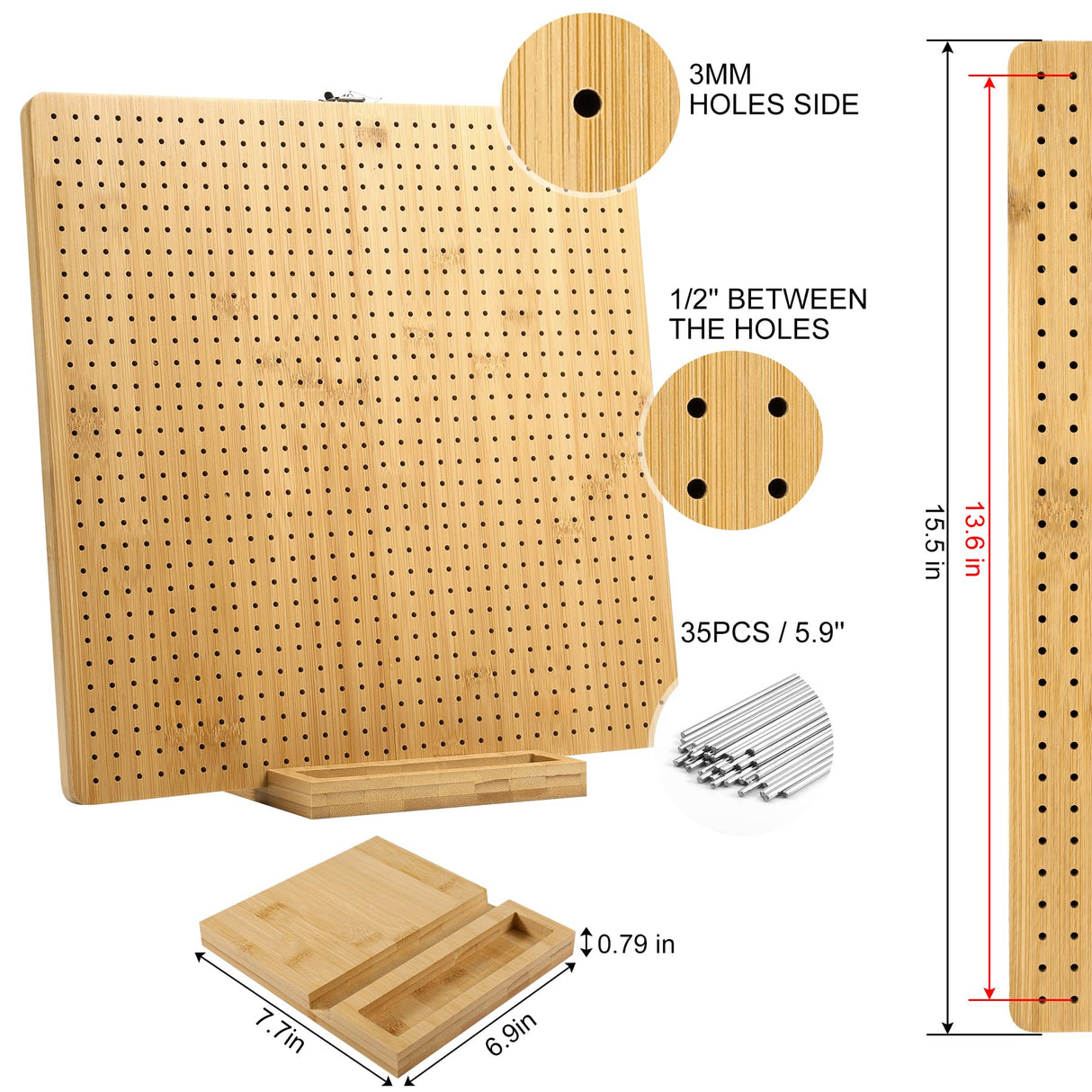 Aulin 15.5"" x 15.5"" Foldable Crochet Blocking Board with Pegs | 35 Stainless Steel Rod Pins - Upgrade Large Blocking Boards for Crochet Projects, Gifts for Crocheters, Mothers, Grandmothers Aulin
