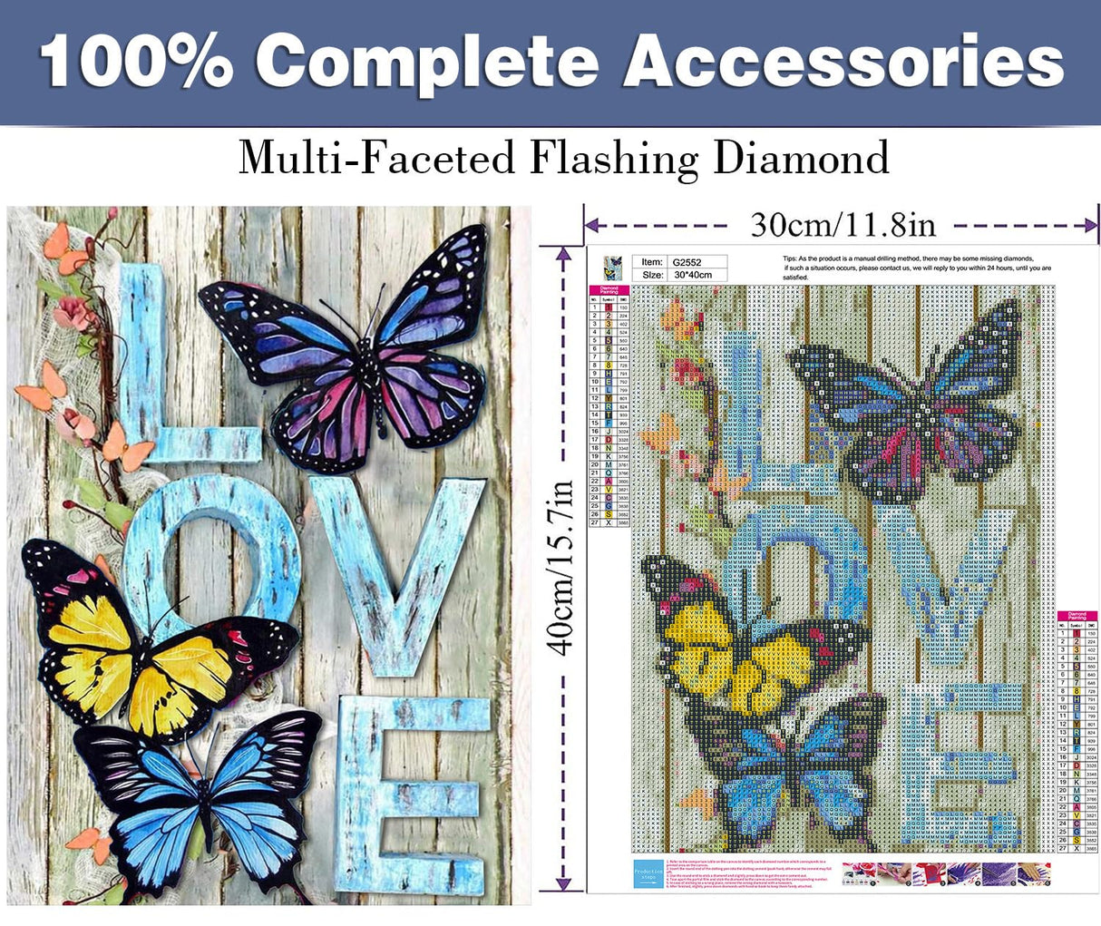DIY Butterfly Diamond Painting Art Painting Kits for Adults Beginner, 5D Love Full Round Drill Gems Art Diamond Picture for Gift Home Wall Decor 12X16 inch ijbnhd