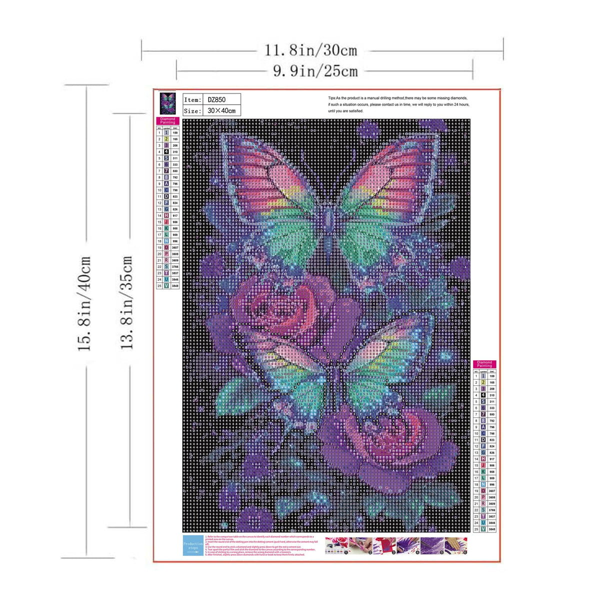 ZHUDENGXJL Butterfly Diamond Painting Kits for Adults,5D Diamond Art for Beginners, DIY Purple Rose Diamond Painting Crafts Arts Kit for Adults, Home Wall Decor 12 X 16 Inch ZHUDENGXJL
