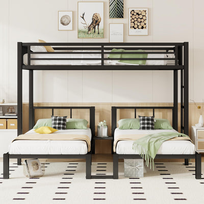 Mirightone Heavy-Duty Triple Bunk Beds for Kids, Metal Triple Twin Bunk Bed, 3 Bed Bunk Beds for Teens Girls Boys,Can be Separated into 3 Twin Beds, Black