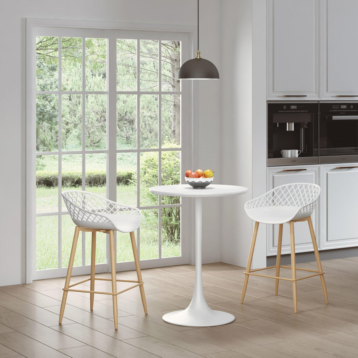 Jamesdar Kurv Counter Height Table, White Jamesdar