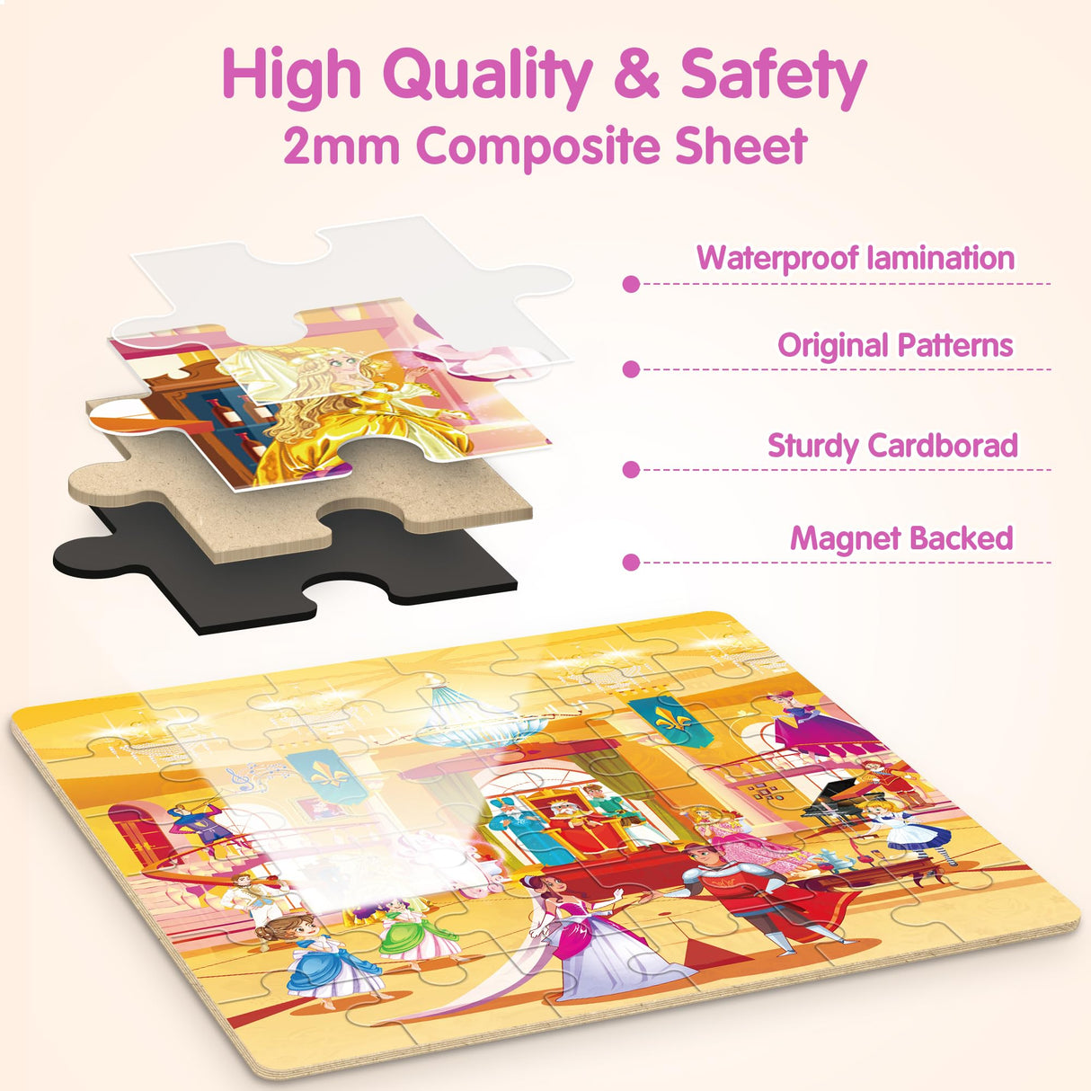 SYNARRY Princess Fairy Party Magnetic Puzzles for Toddlers 3-5 Girls, 36 Pieces Travel Puzzles for Kids Ages 4-6, Airplane Car Road Trip Activities Games Toys for 3 4 5 6 Year Old Girls Birthday Gifts SYNARRY