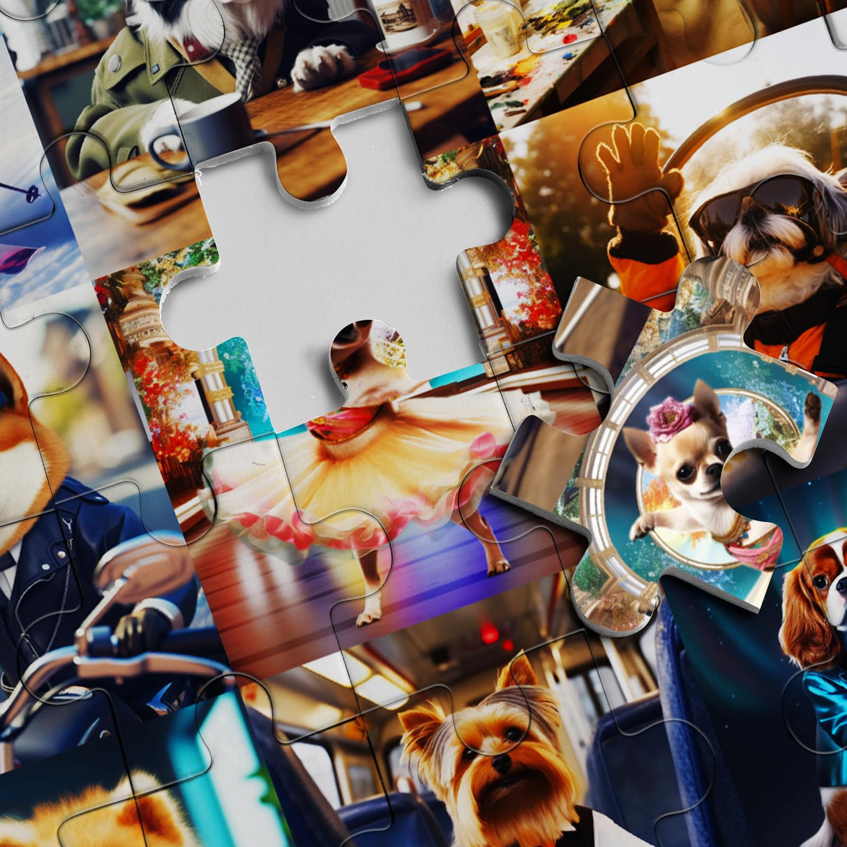 Working Dog Puzzles 1000 Pieces for Adults, Animal Jigsaw Puzzle Charming Dogs, Funny Puppy Bulldog Jigsaw Puzzle Family Collage Puzzles for Home Decoration BBOLDIN