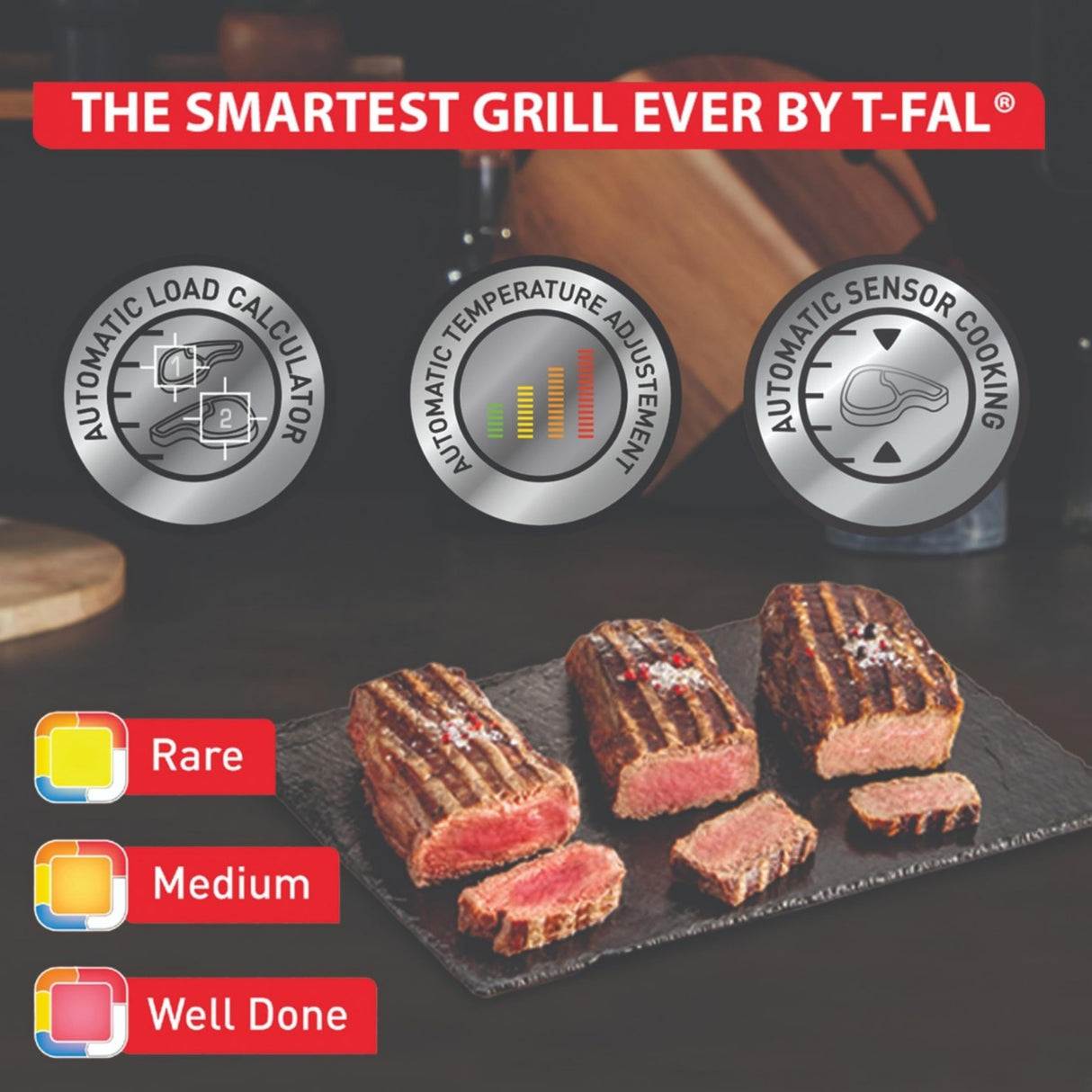 T-Fal, Electric Grill, OptiGrill Stainless Steel XL 6 Servings 9 Intelligent Automatic Cooking Modes 1800 Watts Nonstick Removable Plates, Dishwasher Safe, Panini Press Sandwich Maker T-Fal