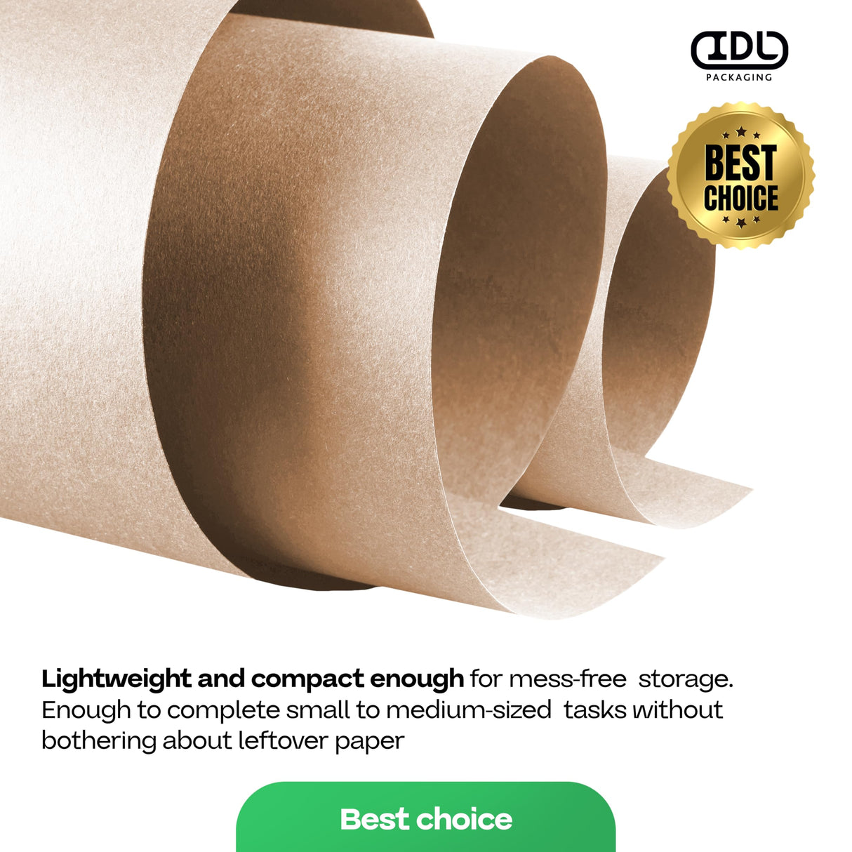 IDL Packaging Brown Kraft Paper Roll 36" x 2160" (180 feet), 30lb Thickness - Brown Wrapping Paper for Packing, Moving, Shipping & Crafts/Arts - 100% Recycled Natural Craft Wrap Material IDL Packaging